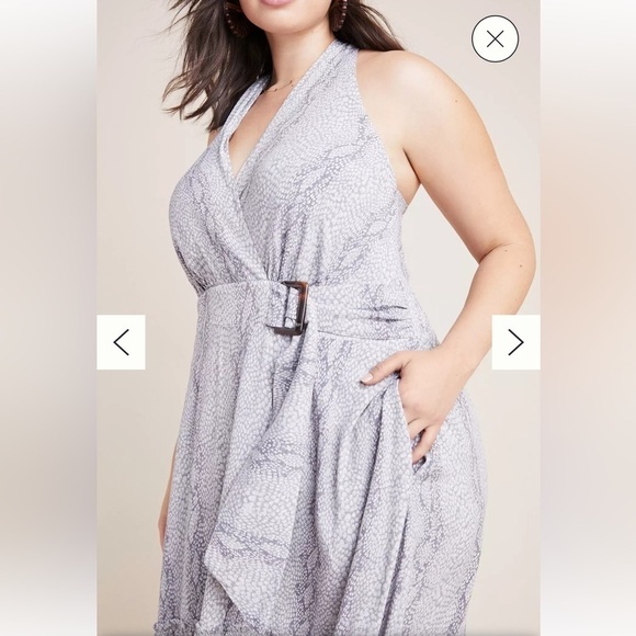 Anthropologie Marfa Dress Halter Gray V neckline Tiered Midi Size 6 - Picture 5 of 16